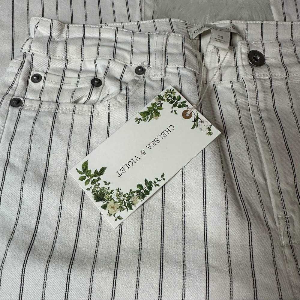 Chelsea & Violet Striped High Rise Denim Flare Jeans - Picture 6 of 10